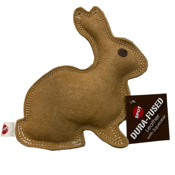 Spot Dog Toy Fused Leather Squeaky Rabbit Strong Durable Toy Ethical Products - Picture 1 of 16